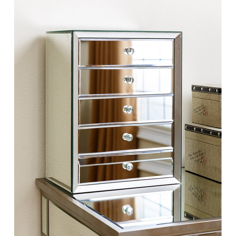 House of Hampton® Mirrored 5 Drawer Jewelry Box & Reviews Wayfair